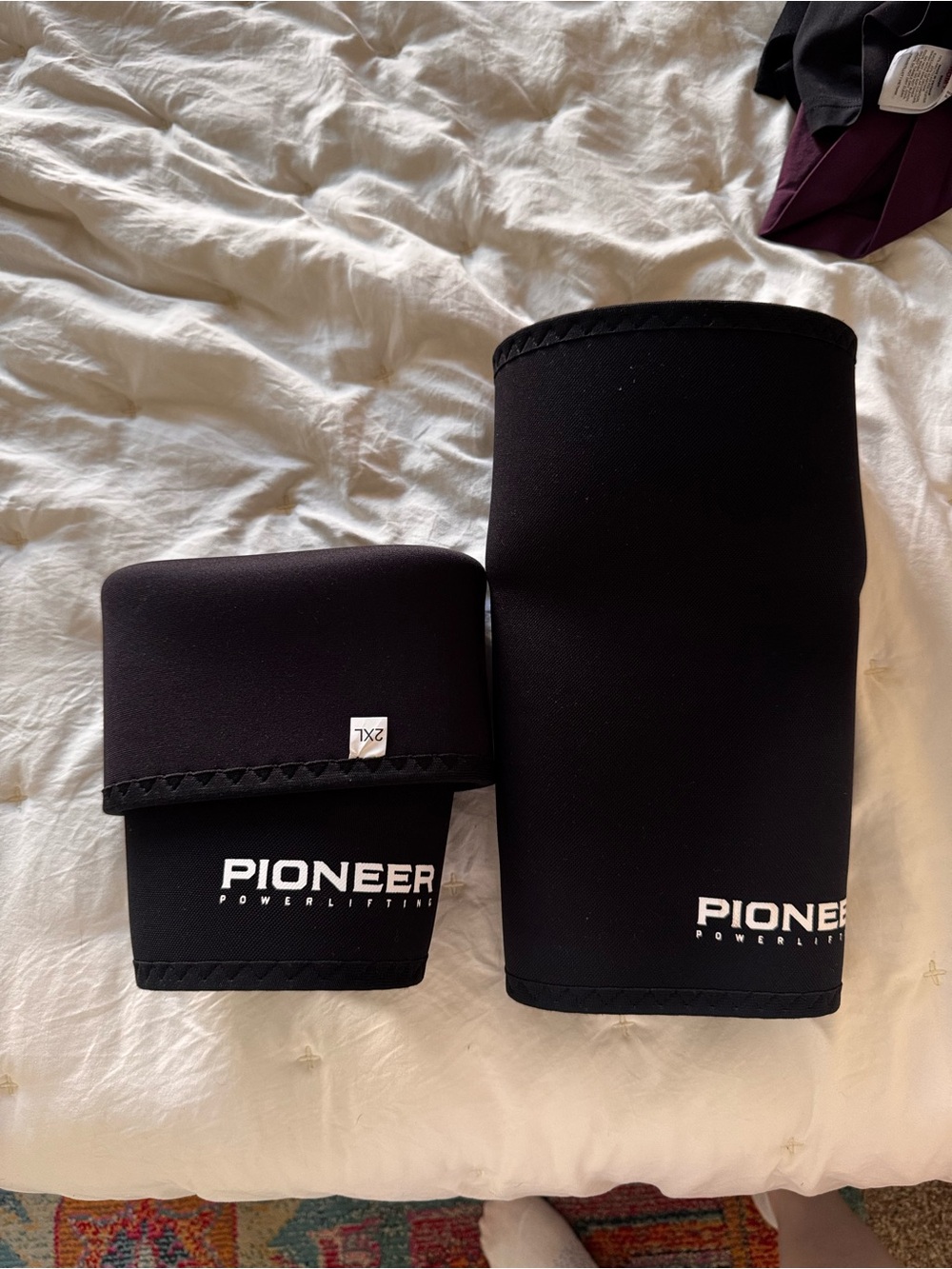 PIONEER Black Neoprene Knee Sleeves with White Logo